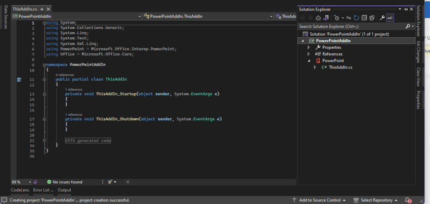 Creating PowerPoint Add-in using VSTO